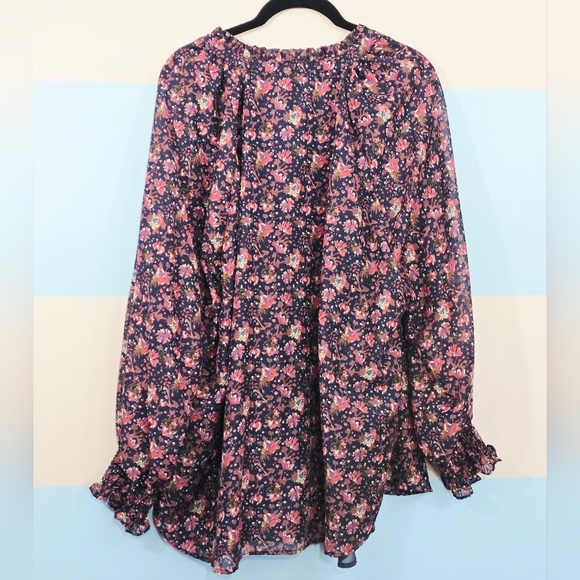 Philosophy Plus Size Floral V-Neck Blouse with Pink and Green Accents - Picture 6 of 9